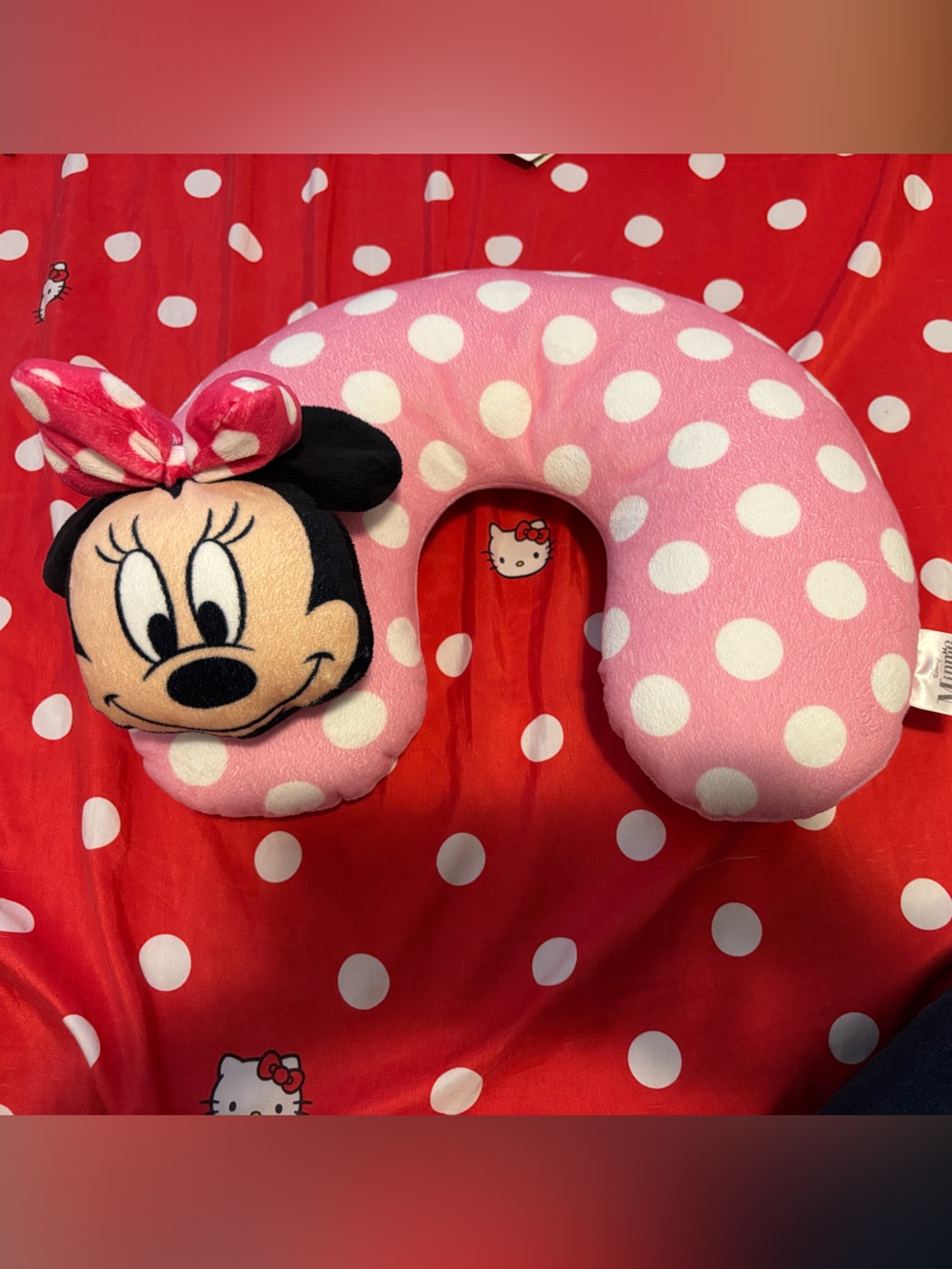 Disney Pink and White Polka Dot Minnie Mouse Neck Pillow